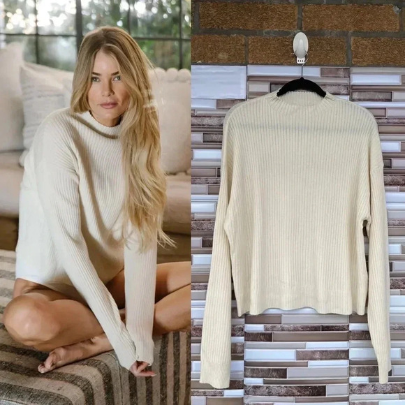Spiritual Gangster Dreamer Mock Neck Sweater Cream Large - Picture 1 of 12